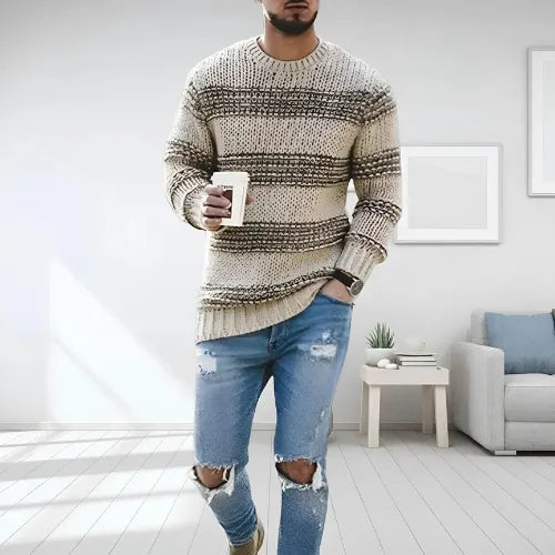 Darien | Stribet Chunky Knit Sweater